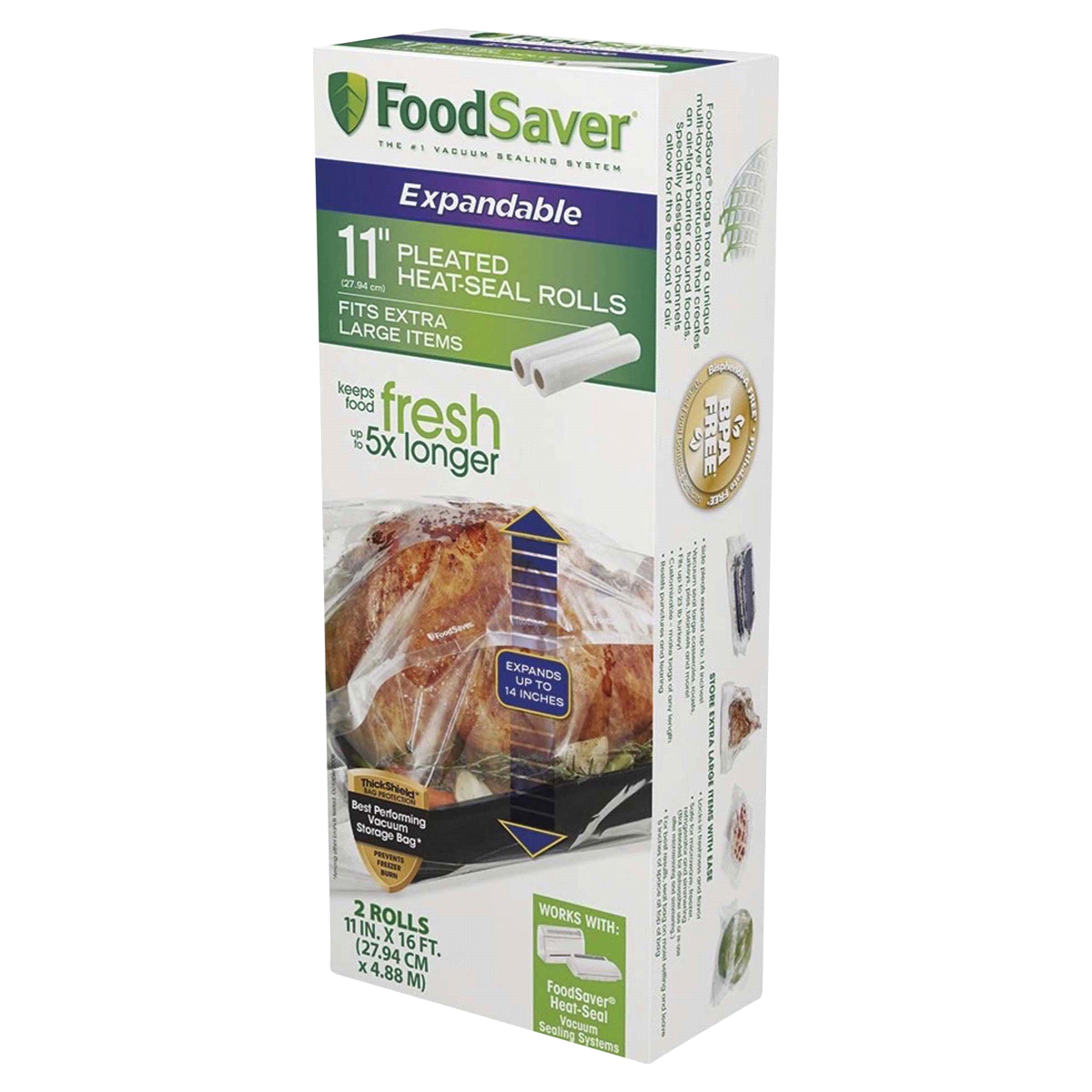 slide 1 of 4, FoodSaver Expandable Heat Seal Rolls, 2 ct; 11 in x 16 ft