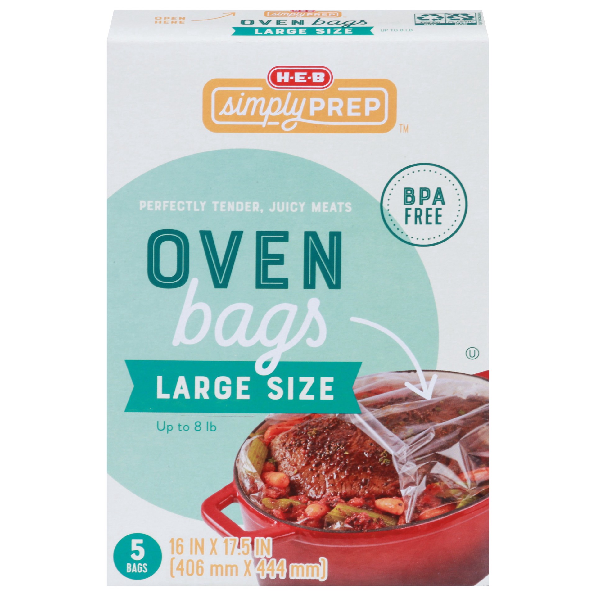 slide 1 of 1, H-E-B Simply Prep Oven Bags Large Size, 5 ct