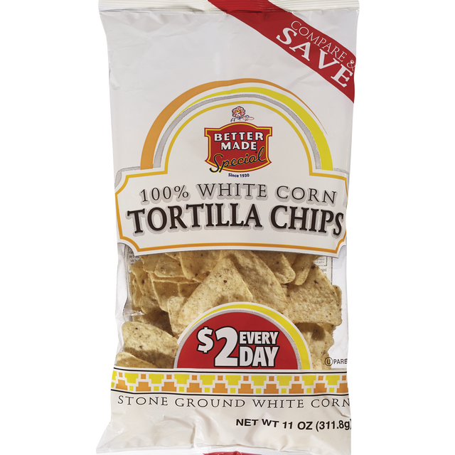 slide 1 of 1, Better Made Special 100% White Corn Tortilla Chips, 11 oz