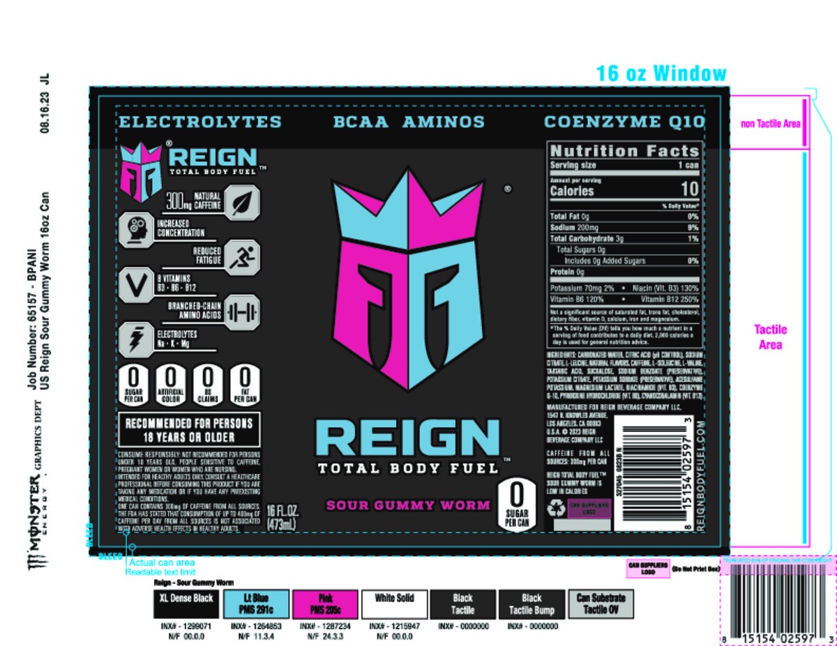 slide 4 of 6, Reign Sour Gummy Worm Energy Drink - 16 fl oz, 16 fl oz