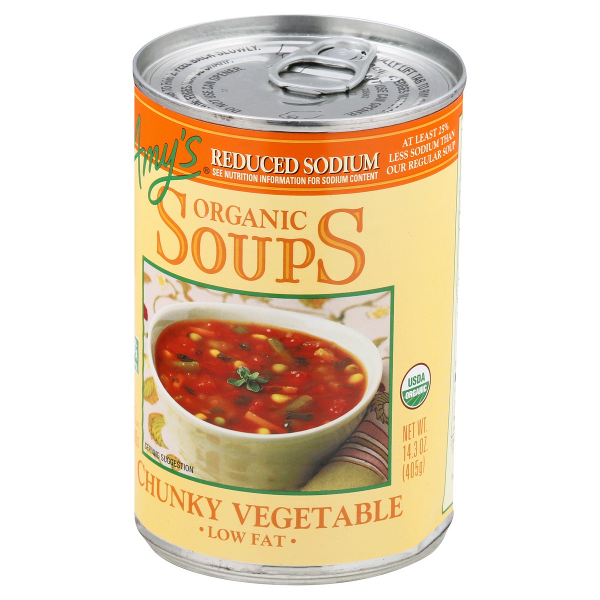 slide 2 of 9, Amy's Chunky Vegetable Soup, Light in Sodium, 14.3 oz