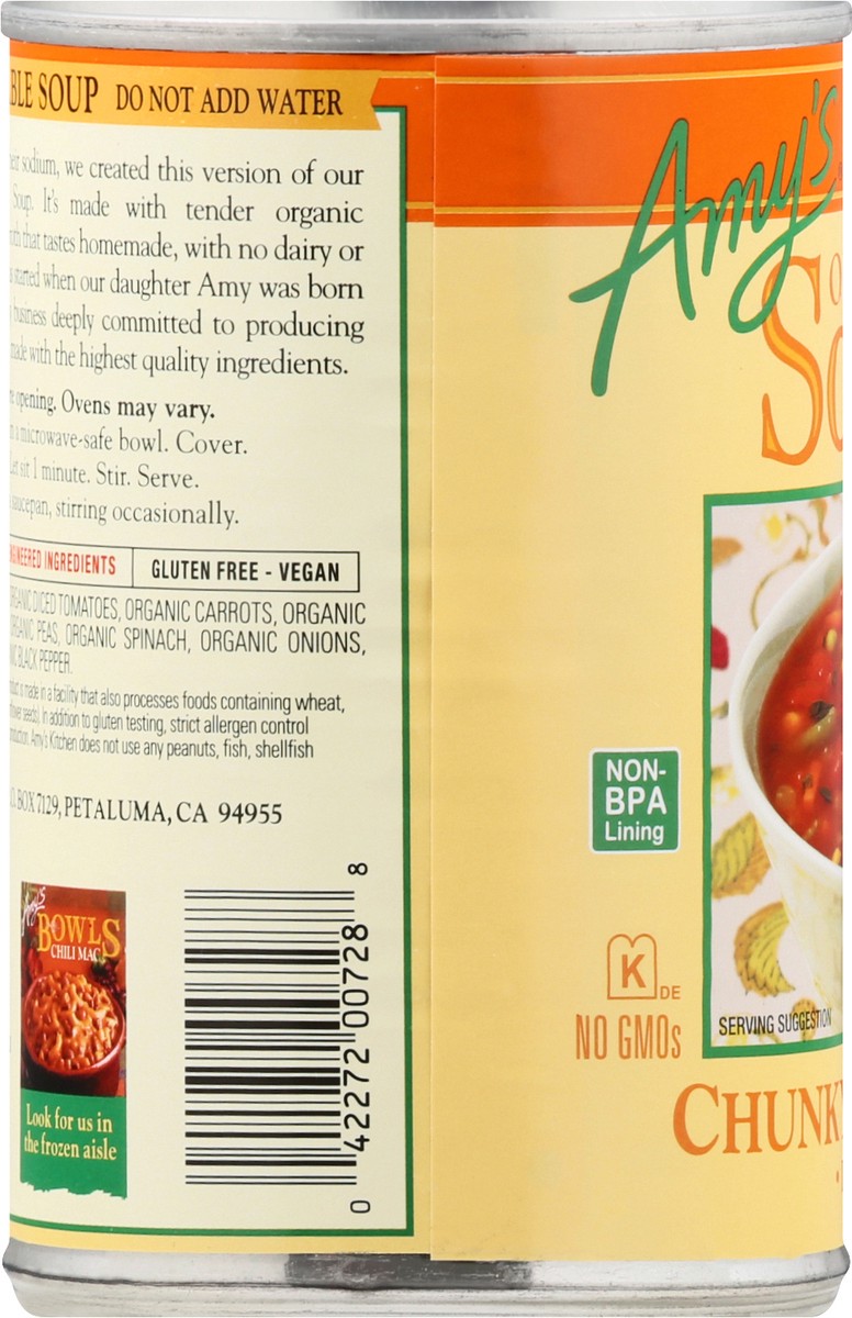 slide 4 of 9, Amy's Chunky Vegetable Soup, Light in Sodium, 14.3 oz