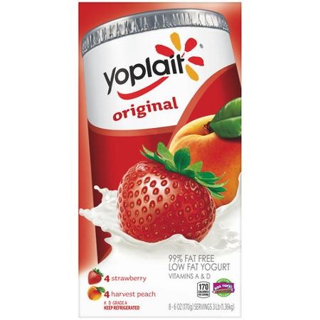 slide 1 of 4, Yoplait Original Strawberry & Harvest Peach Low Fat Yogurts, 48 oz
