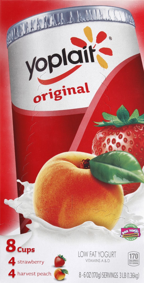 slide 4 of 4, Yoplait Original Strawberry & Harvest Peach Low Fat Yogurts, 48 oz