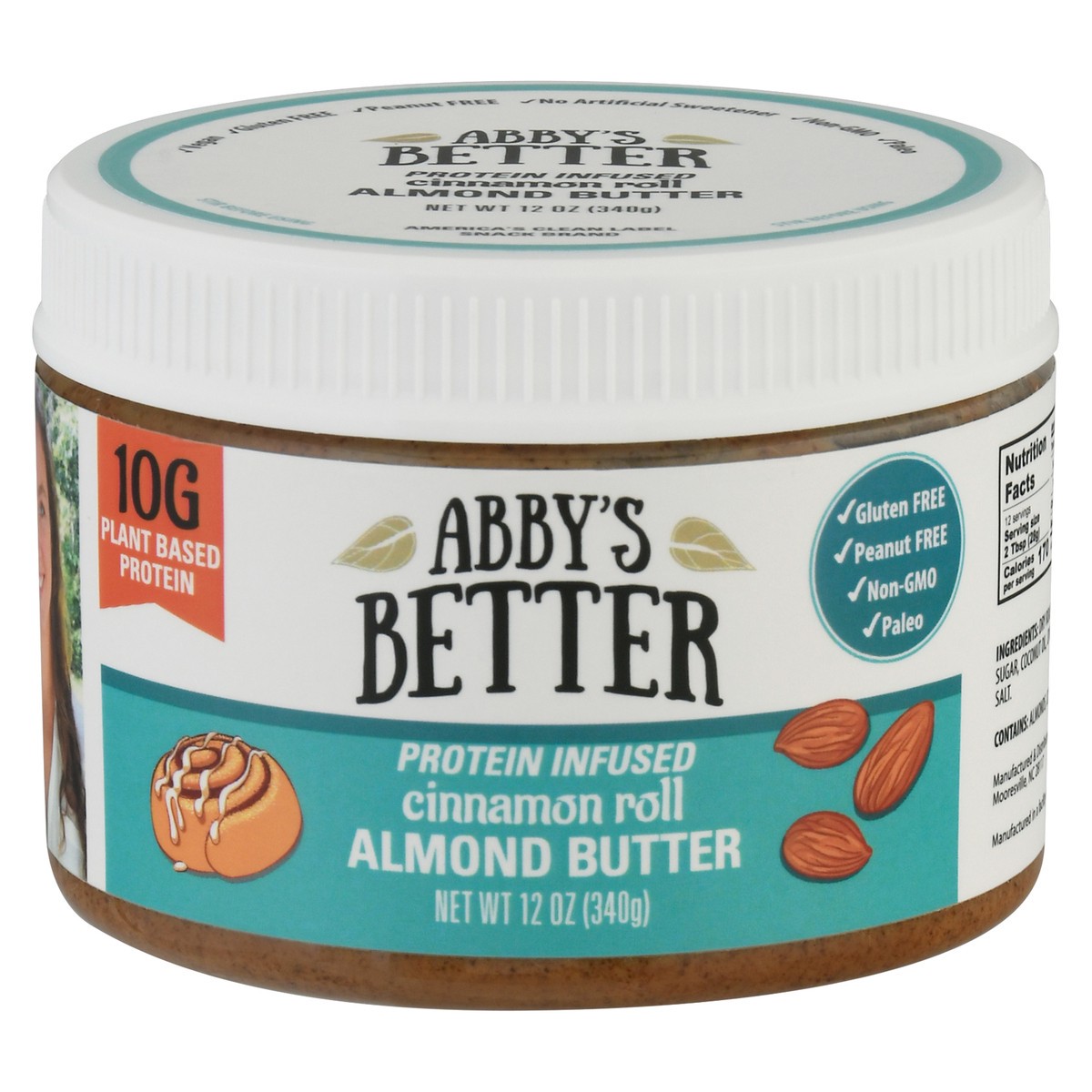 slide 5 of 13, Abby's Better Protein Infused Cinnamon Roll Almond Butter 12 oz, 12 oz