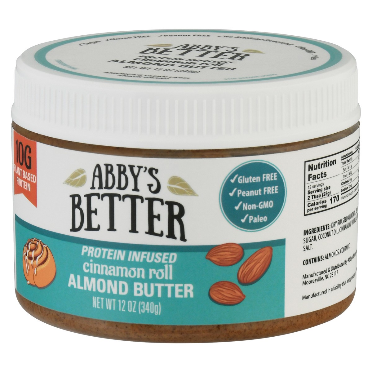 slide 10 of 13, Abby's Better Protein Infused Cinnamon Roll Almond Butter 12 oz, 12 oz