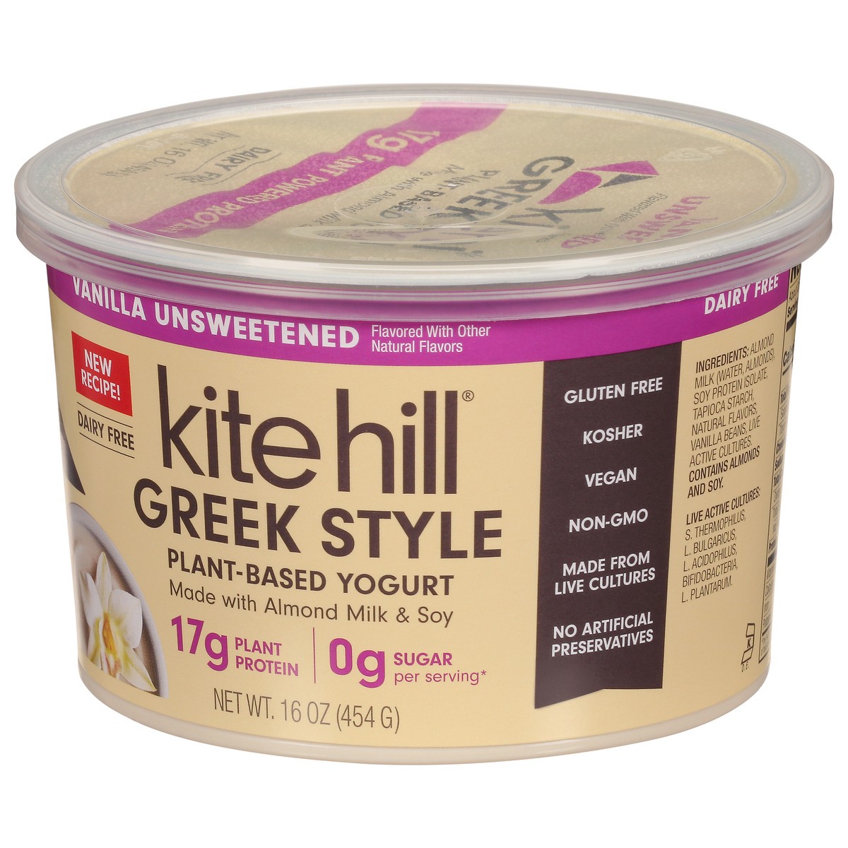 slide 6 of 9, Kite Hill Unsweetened Vanilla Greek Style Plant-Based Yogurt 16 oz, 1 ct