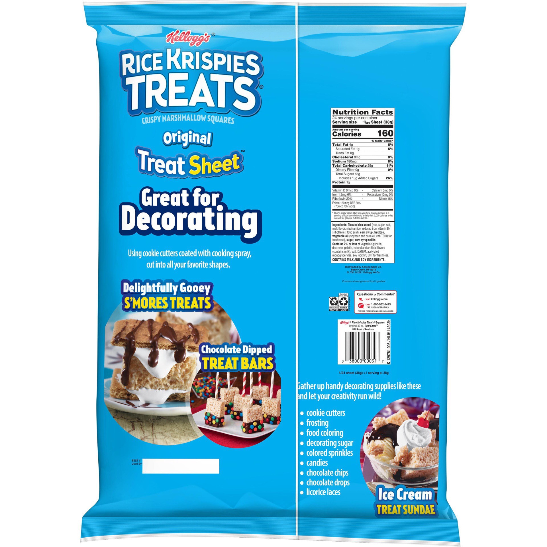 slide 5 of 7, Rice Krispies Treats Kellogg's Rice Krispies Treats Marshmallow Treat Sheet, Original, 32 oz, 32 oz