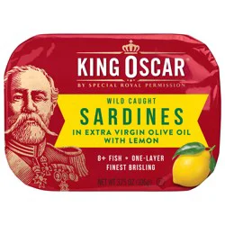 King Oscar Wild Caught Sardines in Extra Virgin Olive Oil with Lemon 3.75 oz