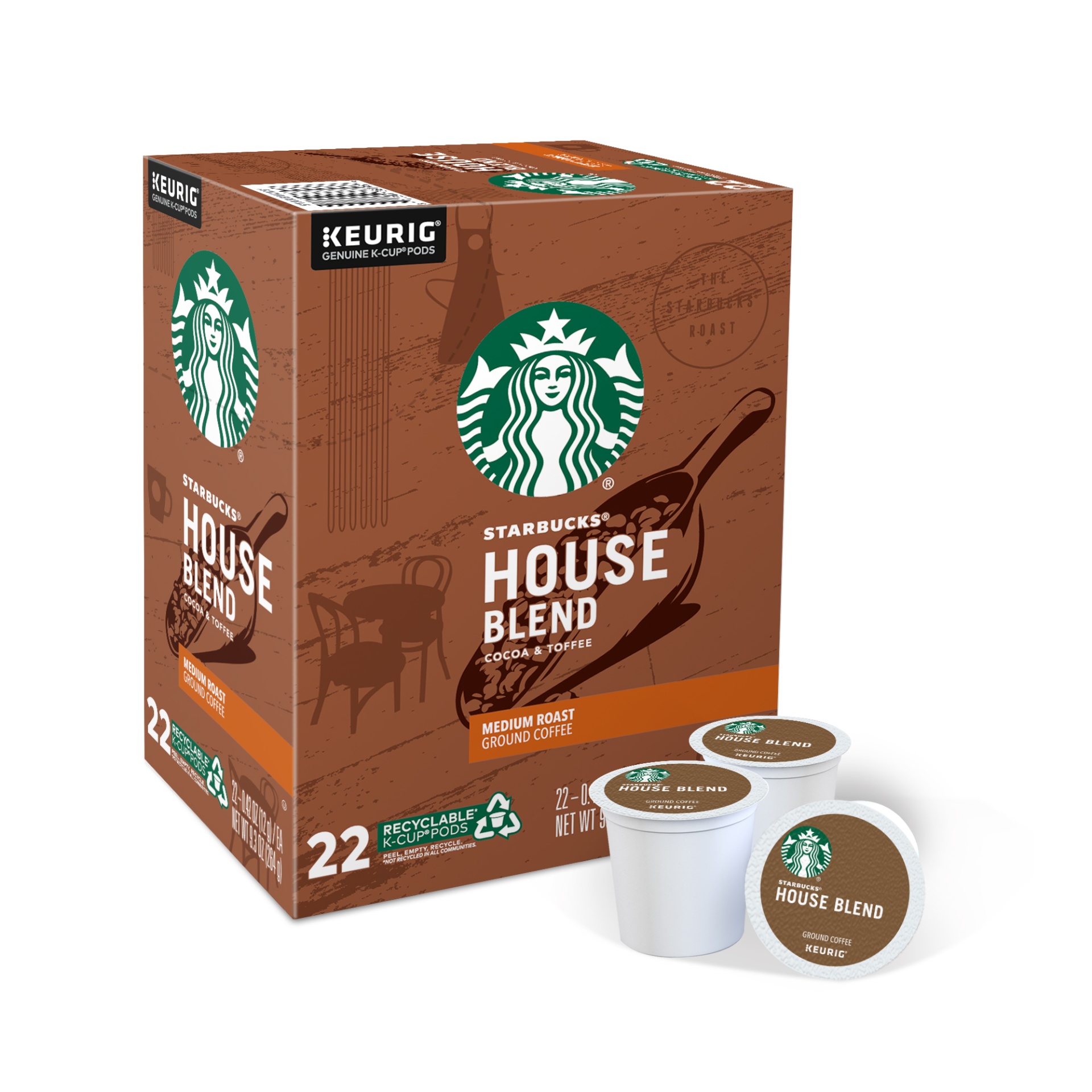 slide 1 of 7, Starbucks House Blend Coffee Keurig K-Cup Pods, 22 ct