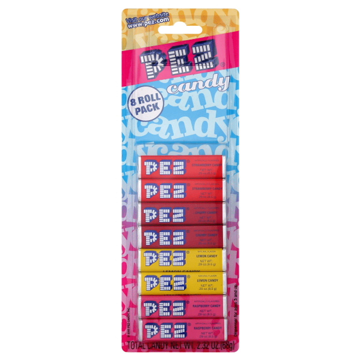slide 1 of 1, PEZ Candy Refill, Assorted Fruit Flavors, 8 ct