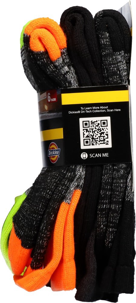 slide 6 of 6, Dickies® Dri-Tech Crew Mens Socks, 6 pair
