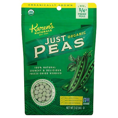 slide 1 of 2, Karen's Naturals Just Peas 3 oz, 3.5 oz