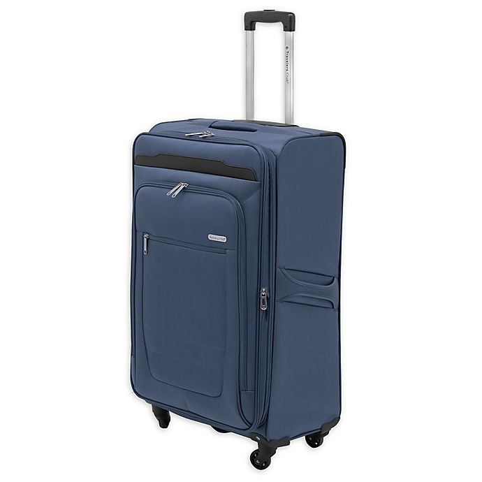 slide 1 of 7, Traveler's Club Luggage Traveler's Club Voyager II Spinner Checked Luggage - Navy, 28 in