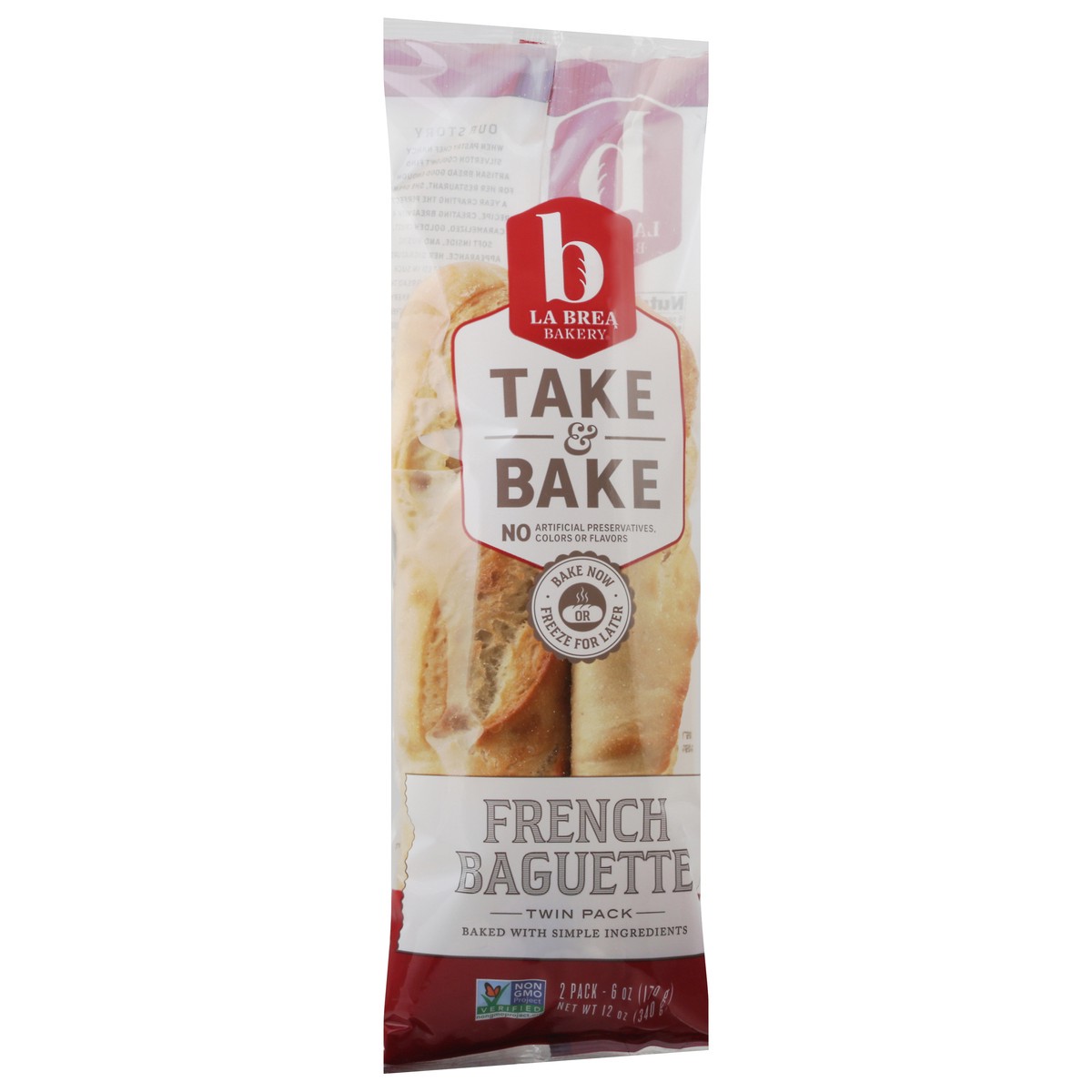 slide 2 of 9, Labrea Bread Baguette Twin French Take & Bake, 12 oz