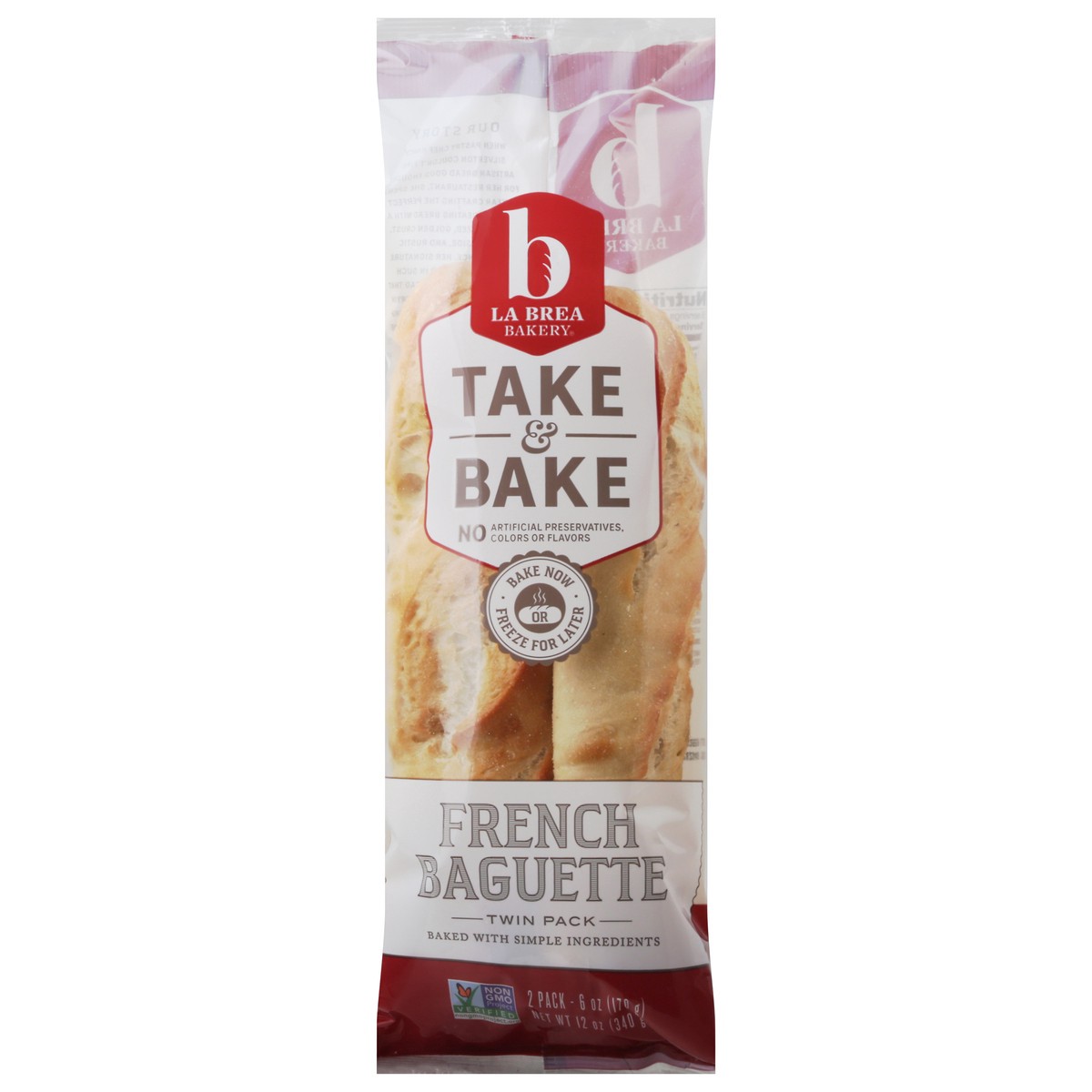 slide 1 of 9, Labrea Bread Baguette Twin French Take & Bake, 12 oz