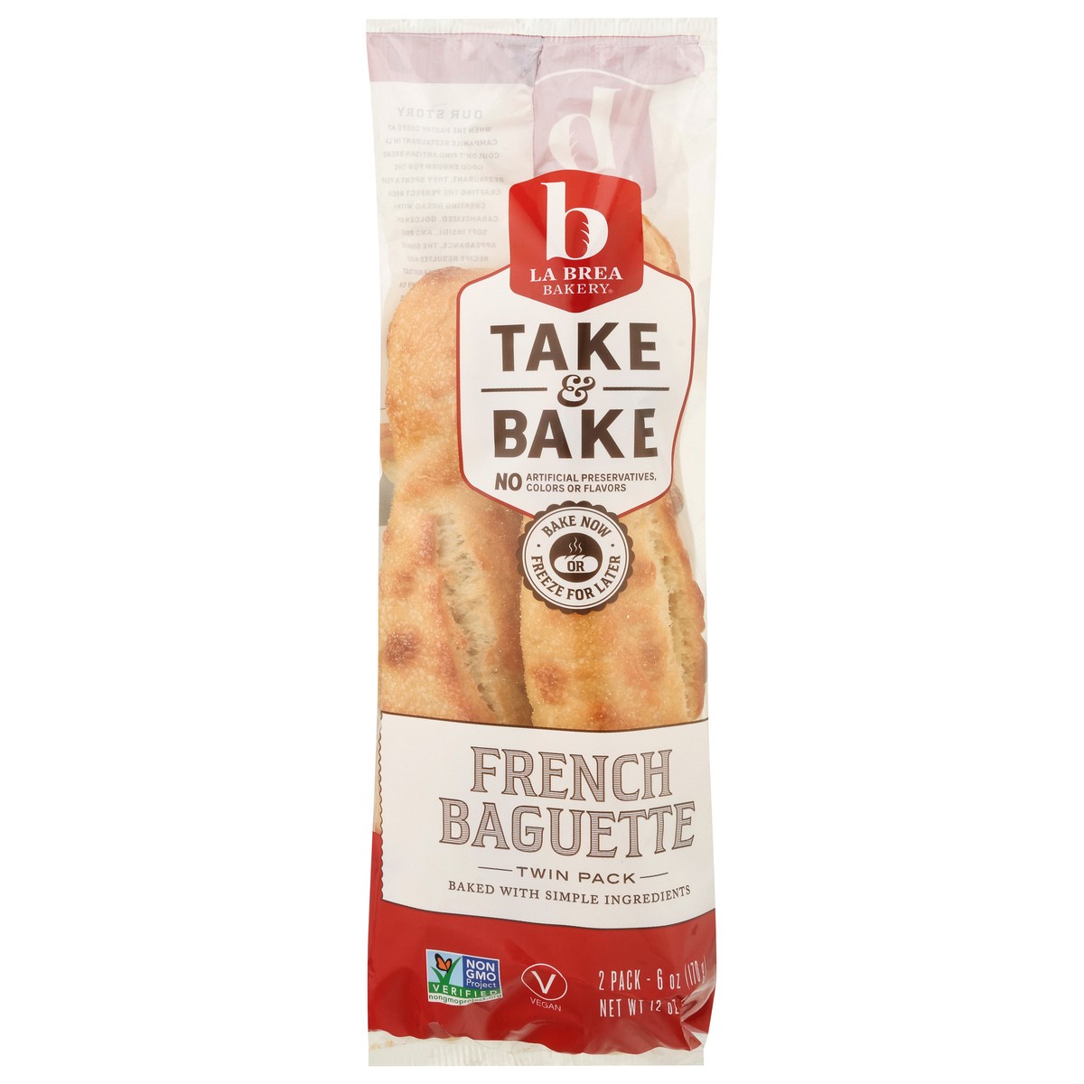 slide 1 of 9, La Brea Bakery Take & Bake French Baguette Twin Pack 2 - 6 oz Packs, 12 oz