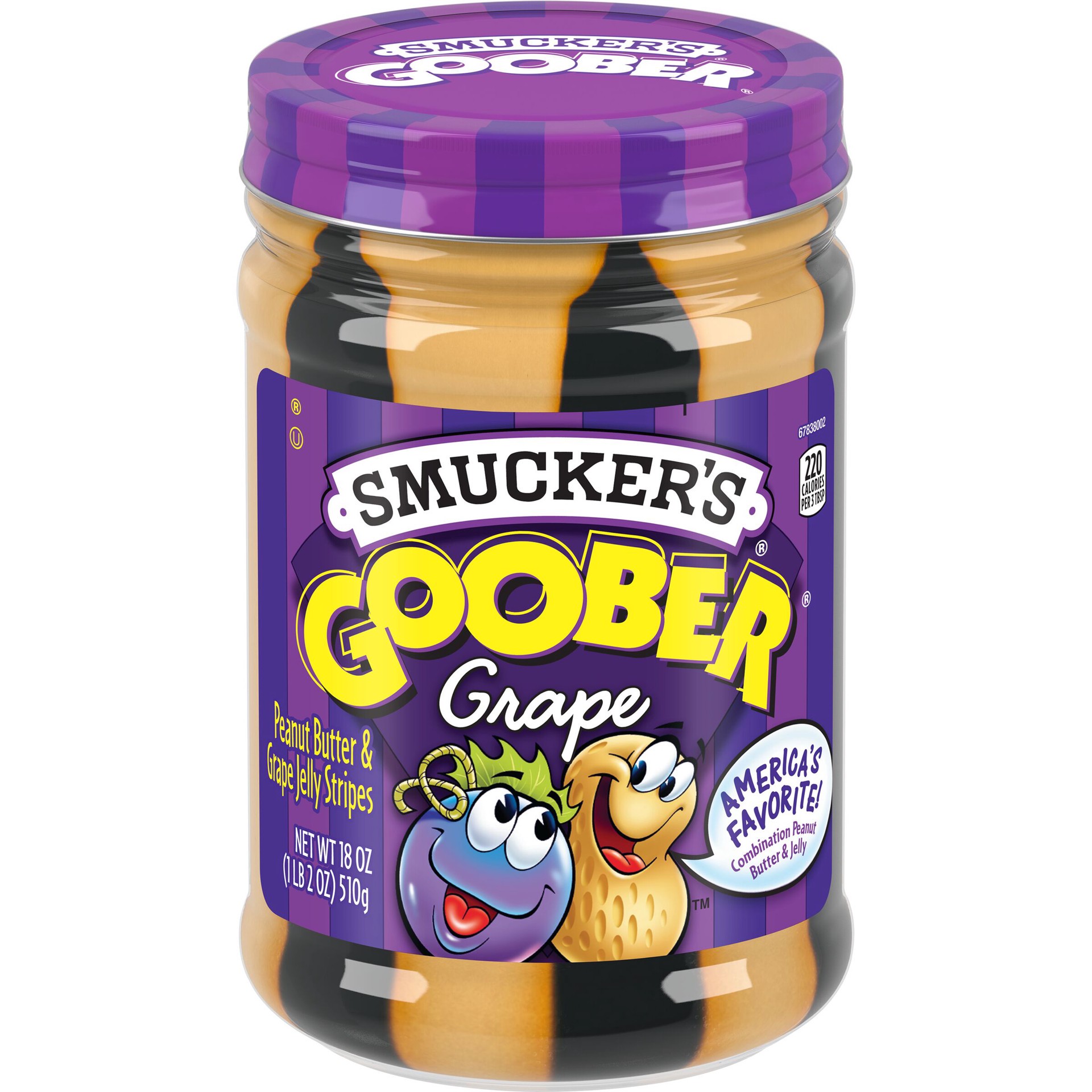 slide 1 of 8, Smucker's Goober Peanut Butter and Grape Jelly Stripes, 18 Ounces, 18 oz