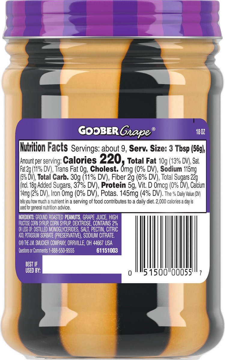 slide 8 of 8, Smucker's Goober Peanut Butter and Grape Jelly Stripes, 18 Ounces, 18 oz