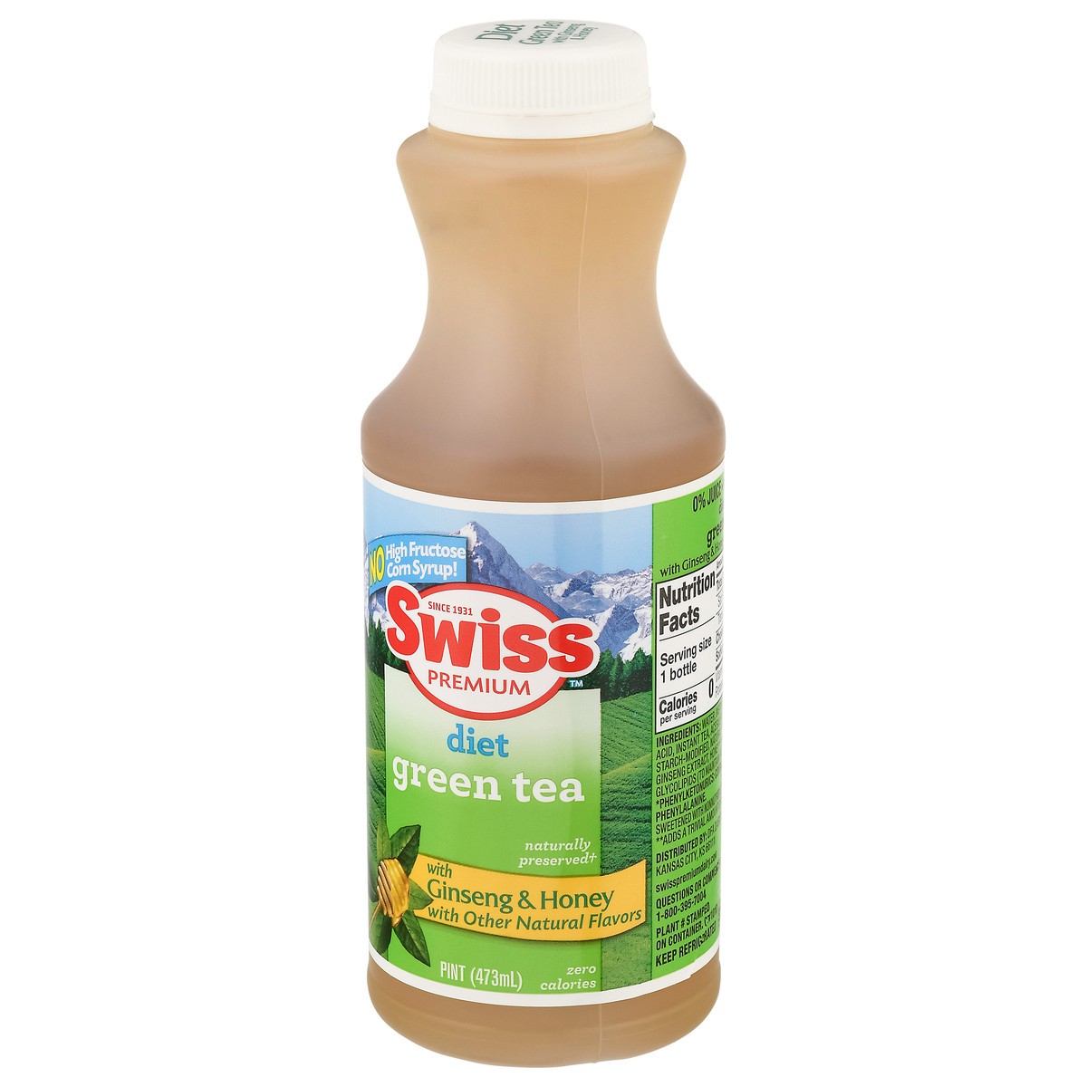 slide 3 of 4, Swiss Premium Diet Ginseng & Honey Green Tea 1 pt, 1 pint