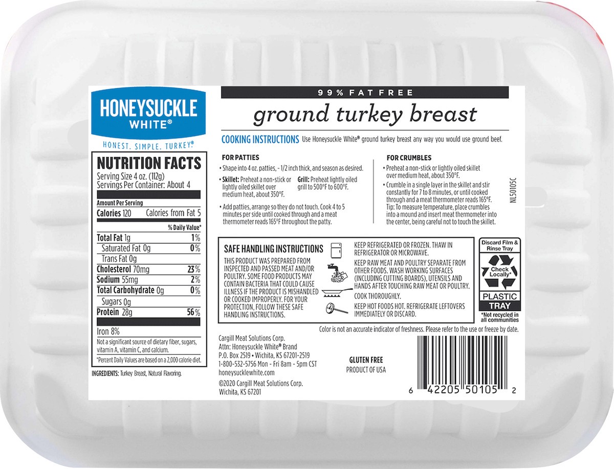slide 4 of 7, Honeysuckle White 99% Fat Free Ground Turkey Breast 19.2 oz, 19.2 oz