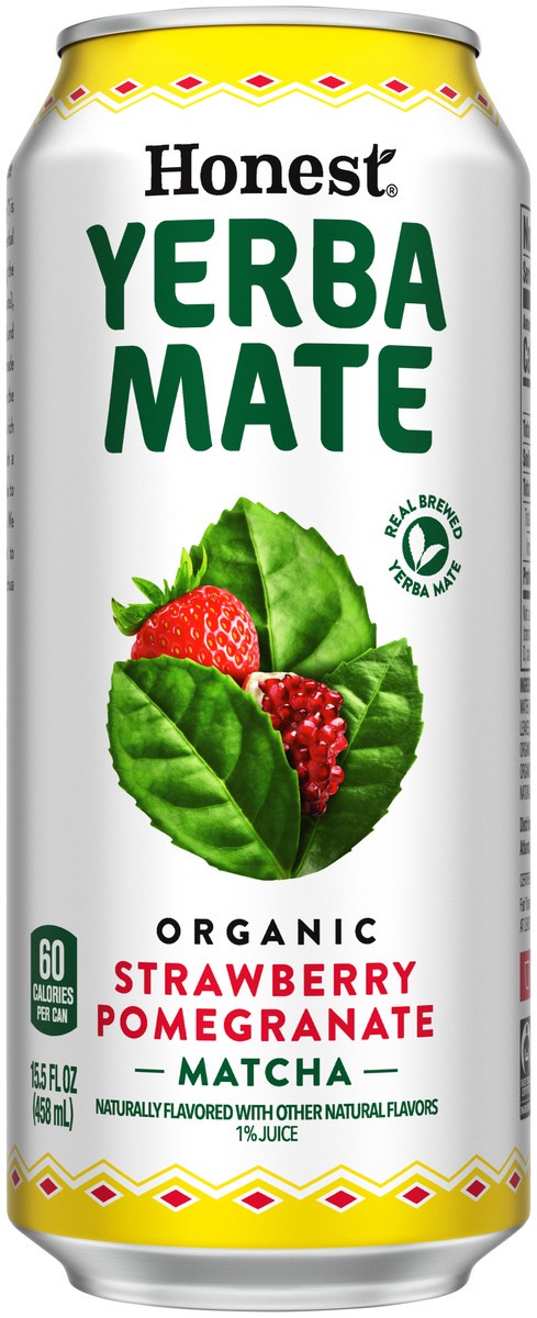 slide 3 of 7, Honest Yerba Mate Strawberry Pomegranate Matcha Can- 15.50 fl oz, 15.50 fl oz