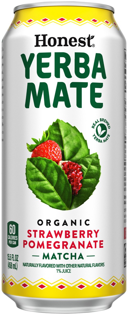 slide 1 of 7, Honest Yerba Mate Strawberry Pomegranate Matcha Can- 15.50 fl oz, 15.50 fl oz