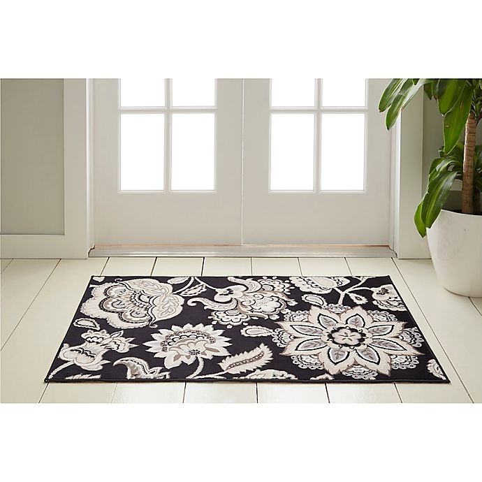 Home Dynamix Westwood Washable Floral Accent Rug Black 2 ft 3 in x 3