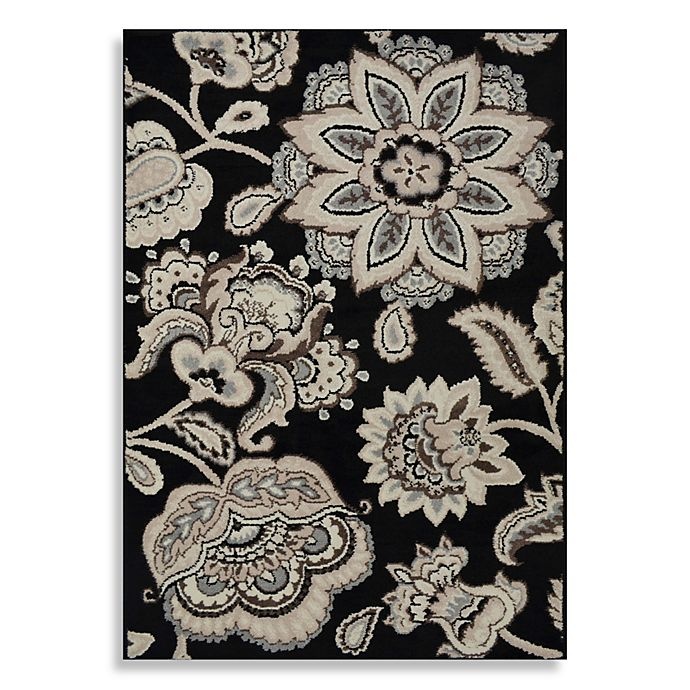 slide 1 of 1, Home Dynamix Westwood Washable Floral Accent Rug - Black, 2 ft 3 in x 3 ft 6 in