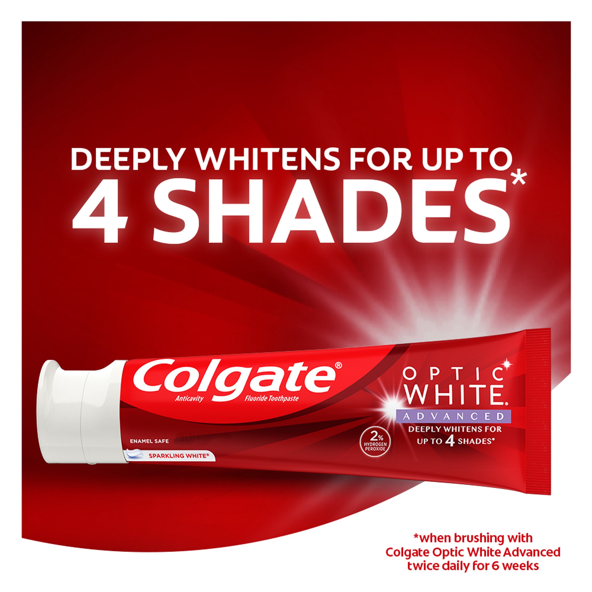 slide 8 of 10, Colgate Optic White Advanced Teeth Whitening Toothpaste, Sparkling White, 4.5 Ounce, 4.5 oz