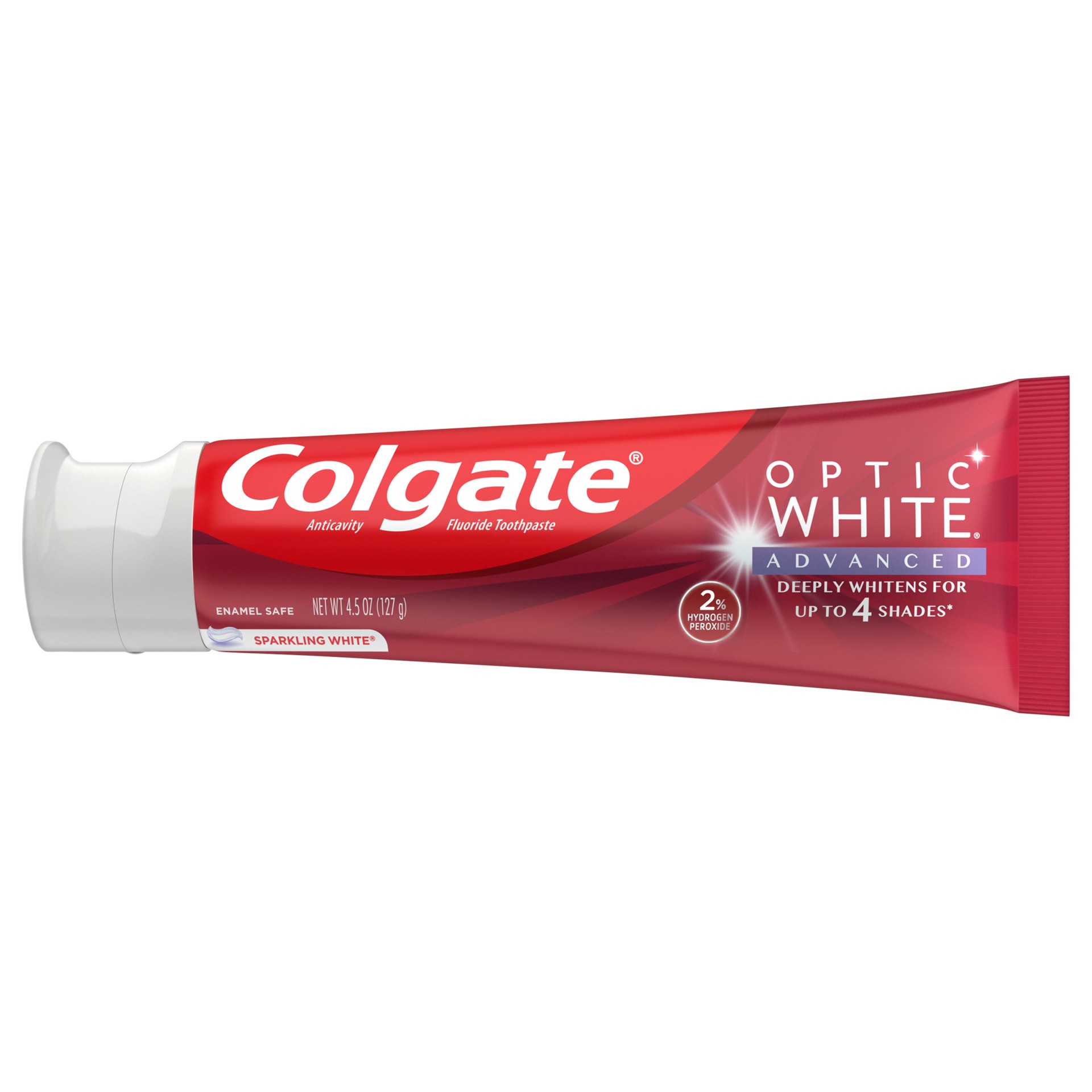 slide 10 of 10, Colgate Optic White Advanced Teeth Whitening Toothpaste, Sparkling White, 4.5 Ounce, 4.5 oz