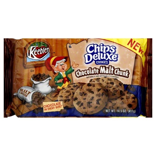 slide 1 of 1, Keebler Chocolate Malt Chunk Chips Deluxe Cookies, 14.5 oz