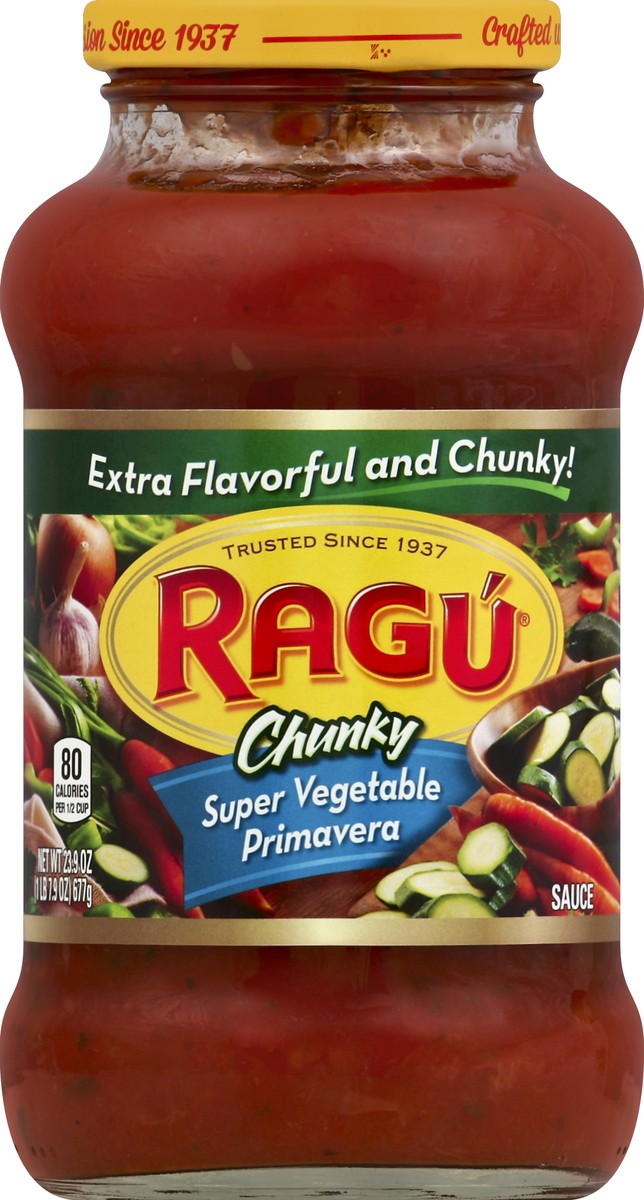 slide 5 of 6, Ragu Chunky Super Vegetable Primavera Sauce, 23.9 oz