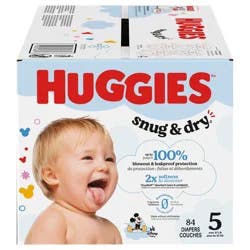Huggies Snug & Dry Baby Diapers, Size 5 (27+ lbs), 84 Ct