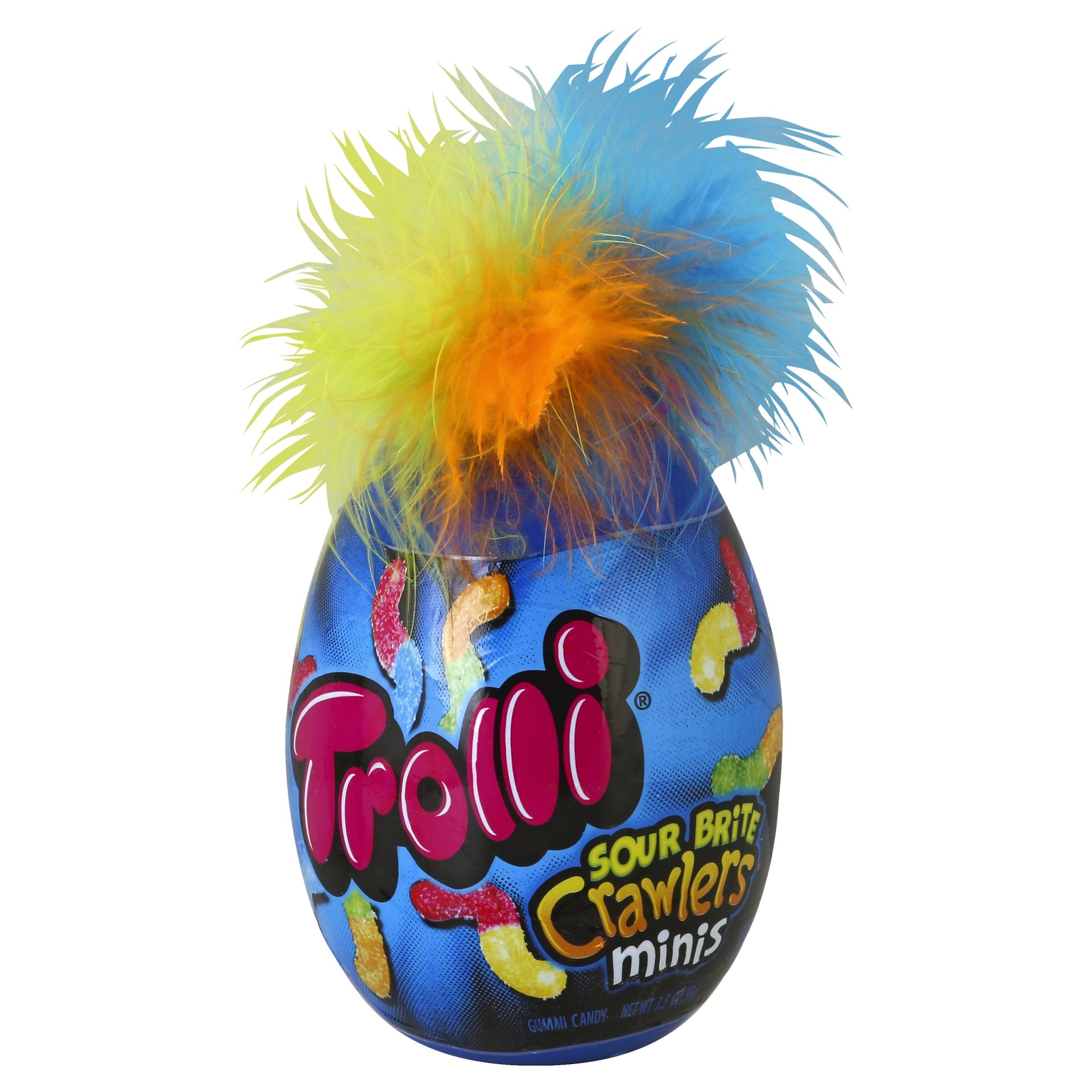 slide 1 of 2, Trolli Sour Brite Crawler Minis Filled Crazy Hair Egg, 3.5 oz