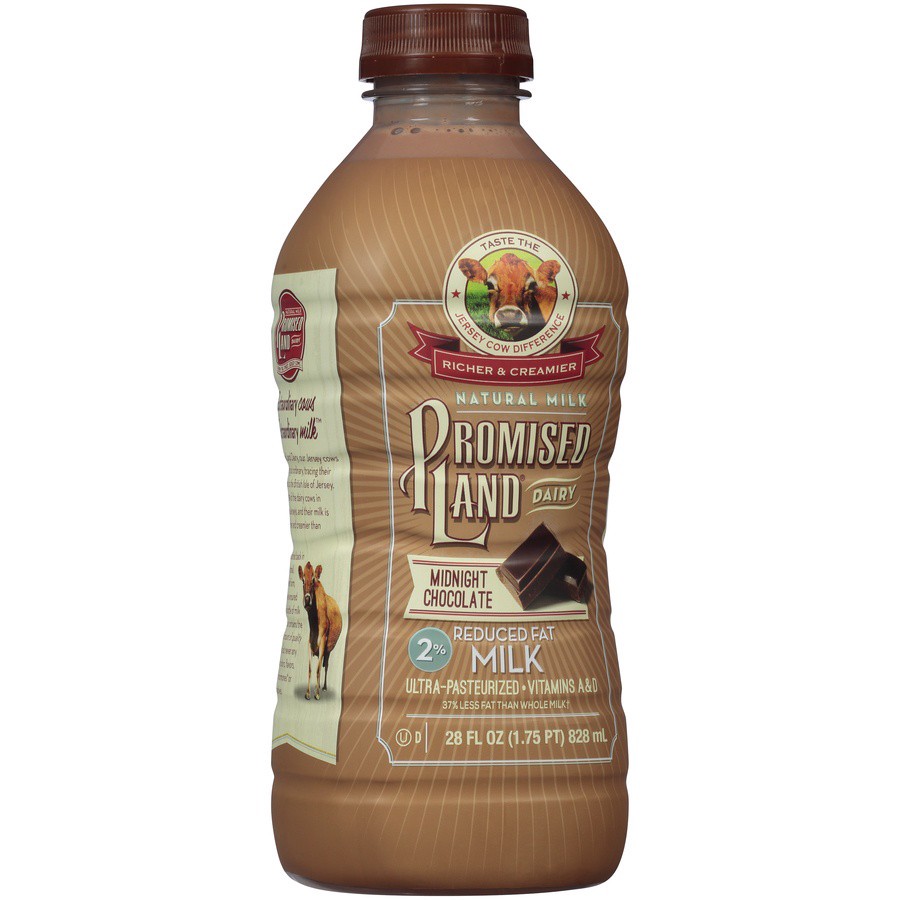 slide 2 of 8, Promised Land Dairy Reduced Fat Midnight Chocolate Milk, 28 fl oz