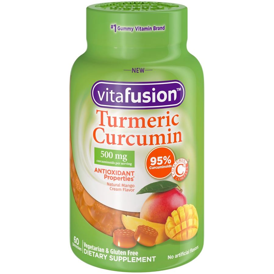 slide 1 of 4, vitafusion Mango Cream Turmeric Curcumin Adult Gummies, 60 ct