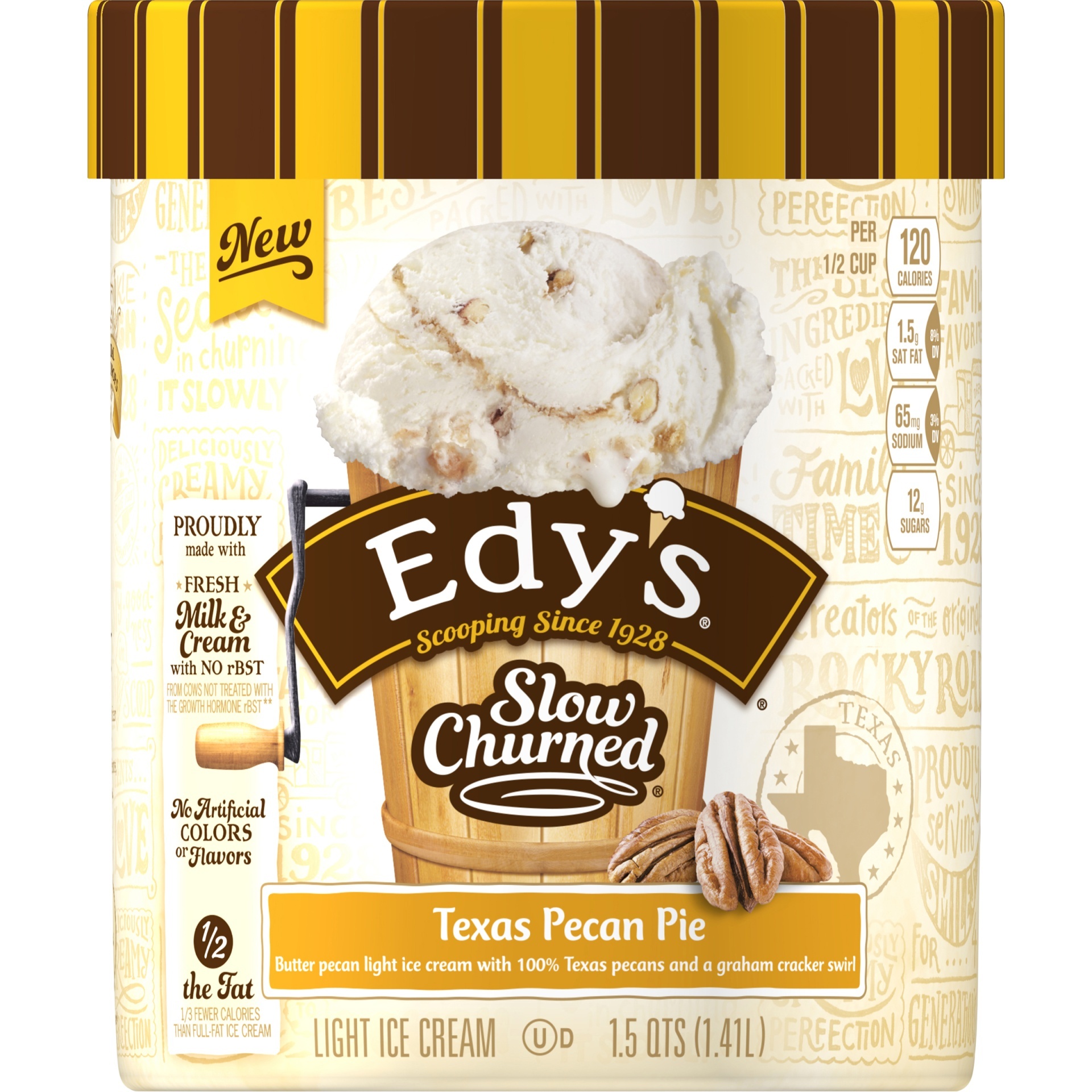 slide 1 of 2, Dreyer's Slow Churned Light America's Favorite Texas Pecan Pie Ice Cream, 48 oz