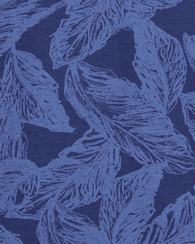 slide 2 of 2, Carter's Kid Leaves Print Denim Short-Sleeve Polo - Navy Navy 4, 1 ct