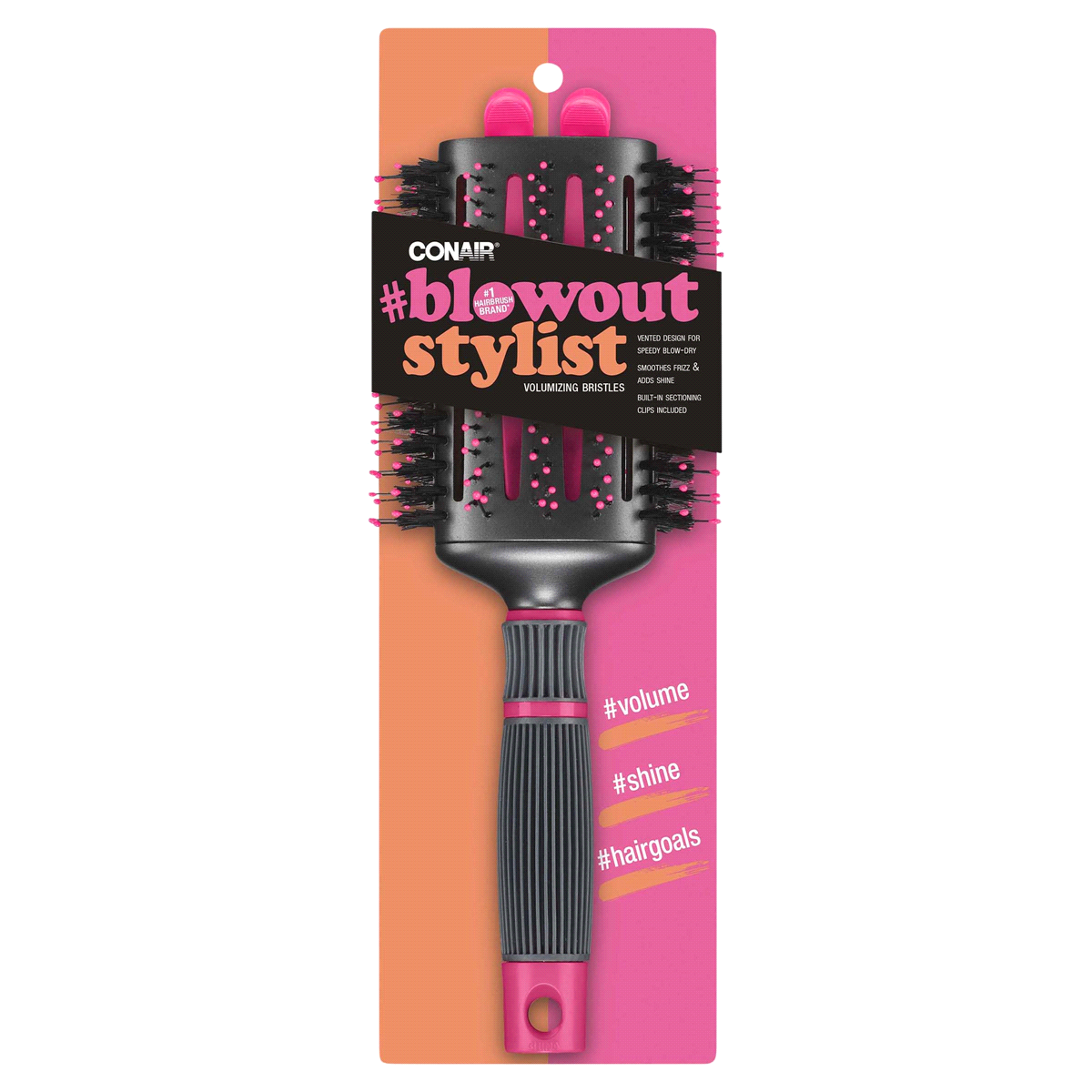 slide 1 of 13, Conair Blowout Stylist Oval Round Brush With Clips, 3 ct