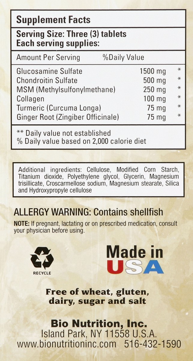 slide 5 of 5, Bio Nutrition Glucosamine/Chondroitin/MSM 90 ea, 90 ct