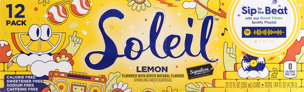 slide 5 of 12, Soleil 12 Pack Lemon Sparkling Water 12 ea - 12 ct, 12 ct; 12 fl oz