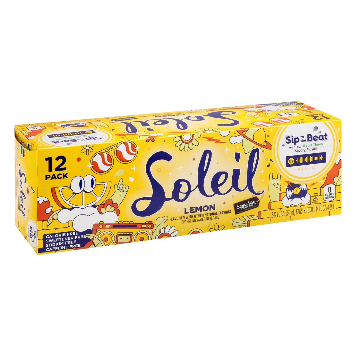 slide 10 of 12, Soleil 12 Pack Lemon Sparkling Water 12 ea - 12 ct, 12 ct; 12 fl oz