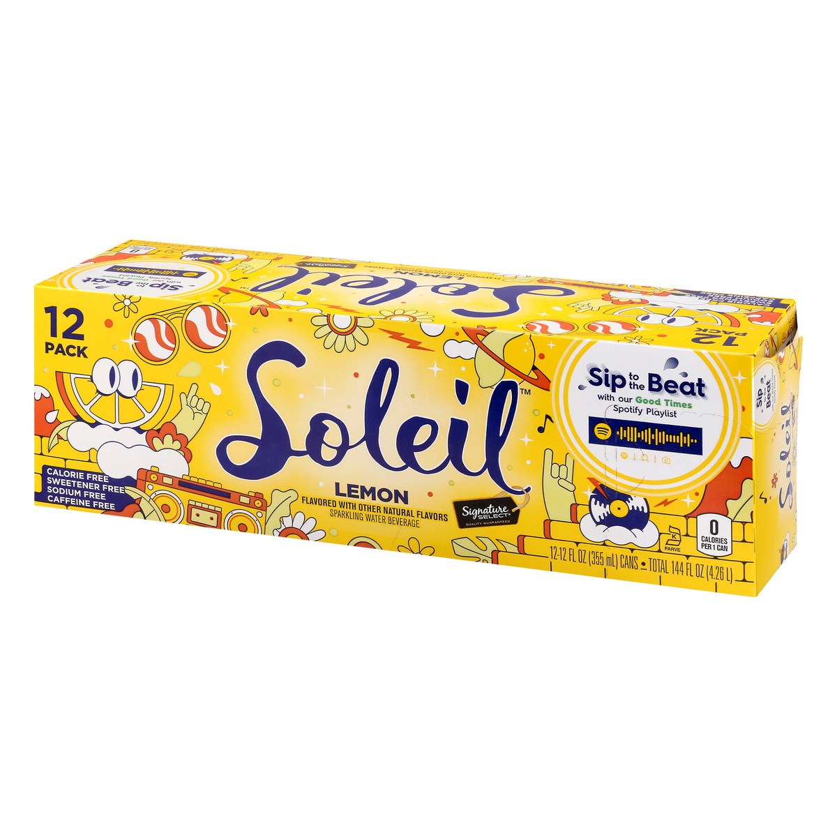 slide 3 of 12, Soleil 12 Pack Lemon Sparkling Water 12 ea - 12 ct, 12 ct; 12 fl oz