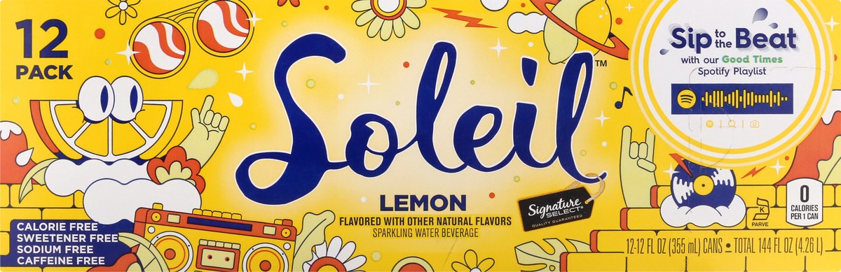 slide 4 of 12, Soleil 12 Pack Lemon Sparkling Water 12 ea - 12 ct, 12 ct; 12 fl oz