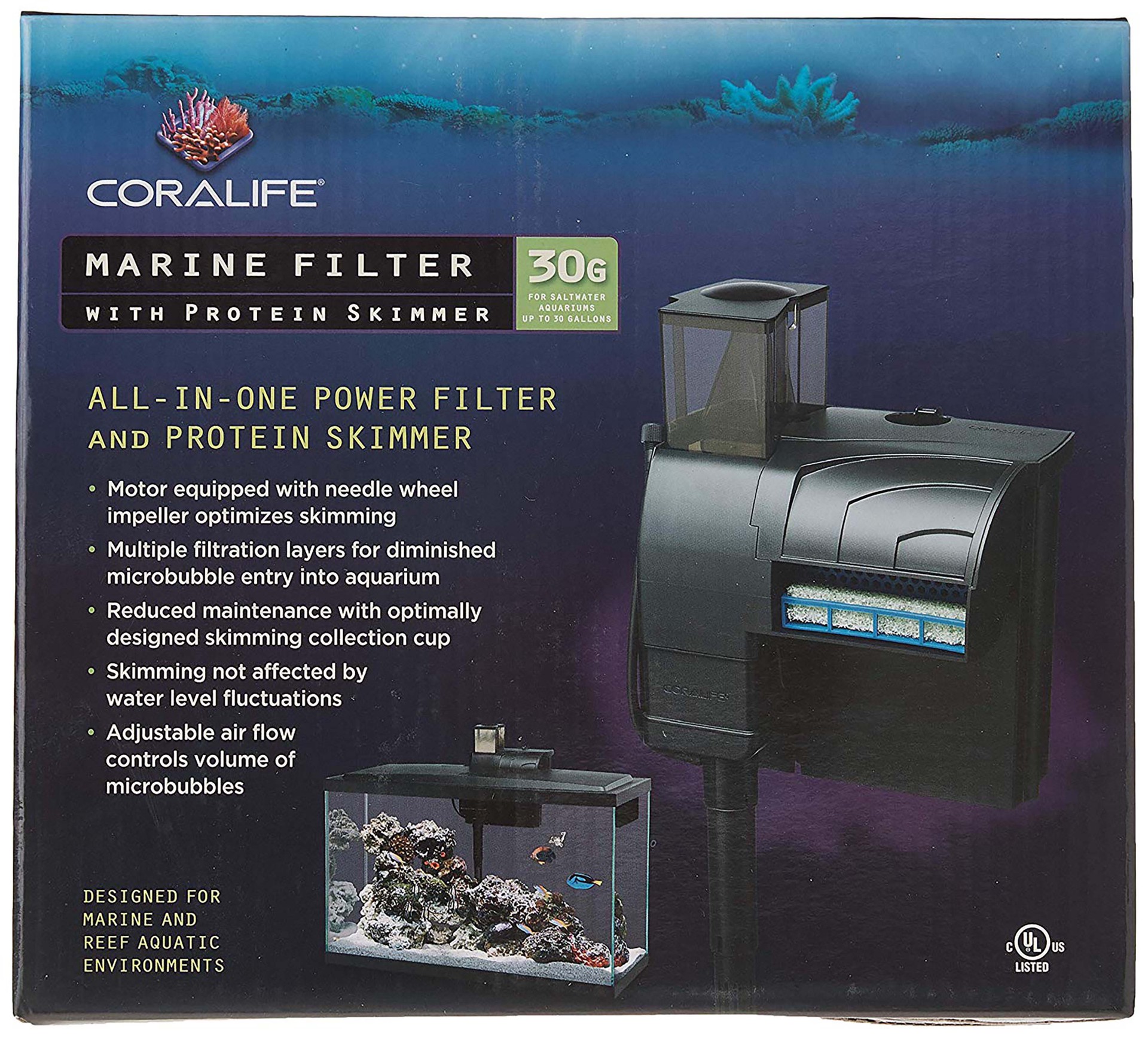 slide 7 of 10, Coralife Marine Filter w/Protein Skimmer 30 Gallons, 1 ct