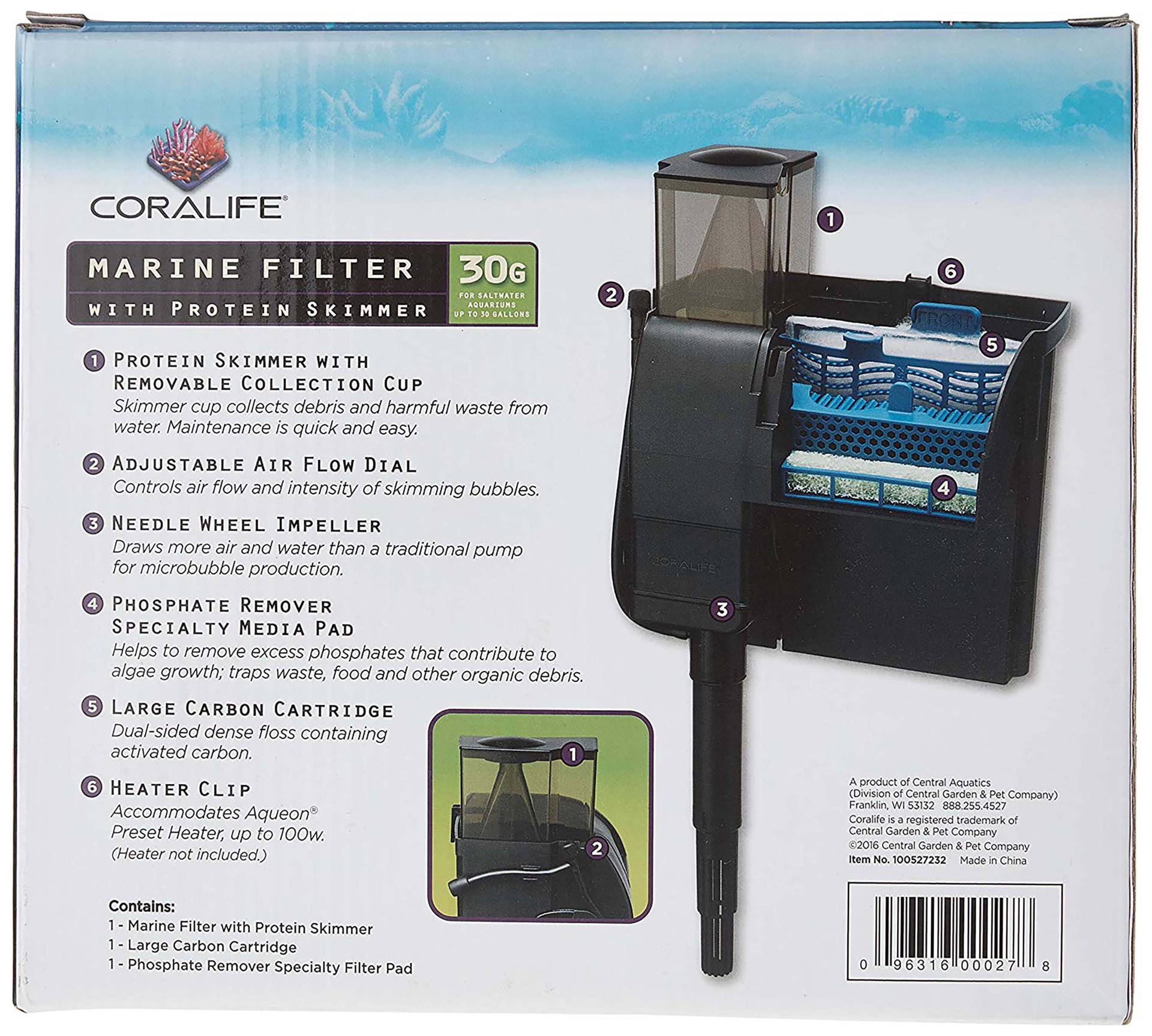 slide 5 of 10, Coralife Marine Filter w/Protein Skimmer 30 Gallons, 1 ct