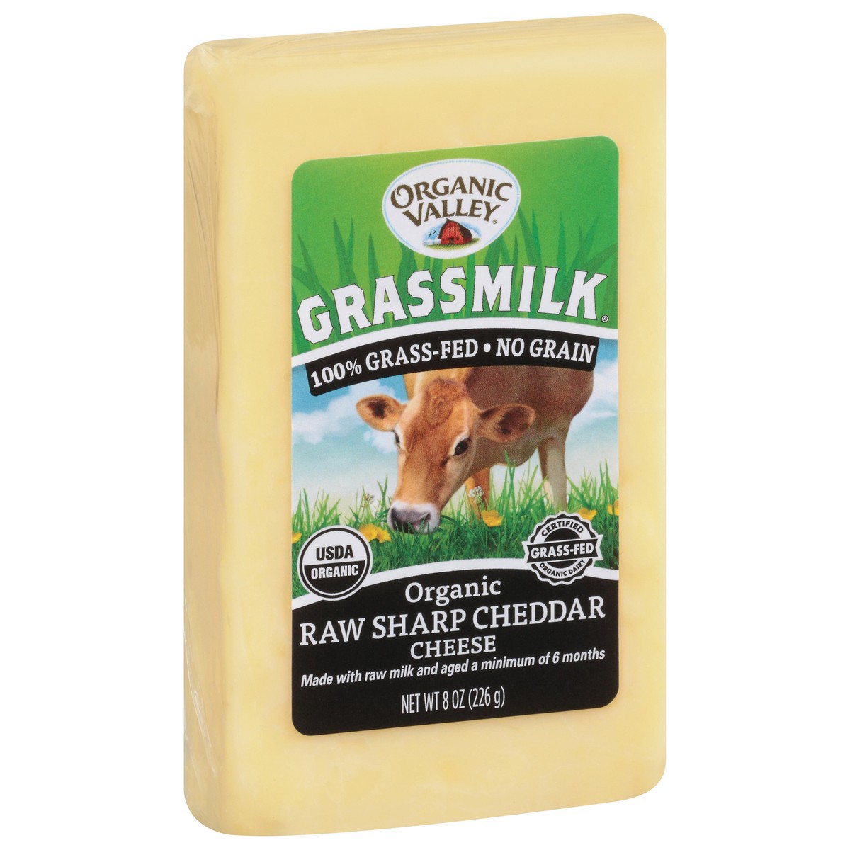 slide 6 of 14, Organic Valley Grassmilk Organic Raw Sharp Cheddar Cheese, 8 oz