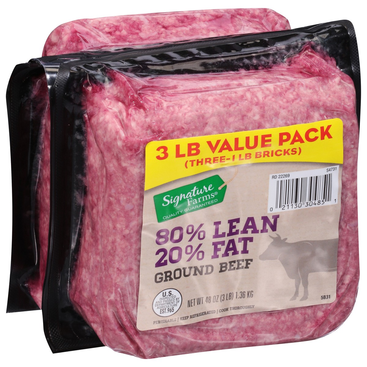 Signature Farms 80 Lean 20 Fat Ground Beef Multipack 48 Oz Shipt