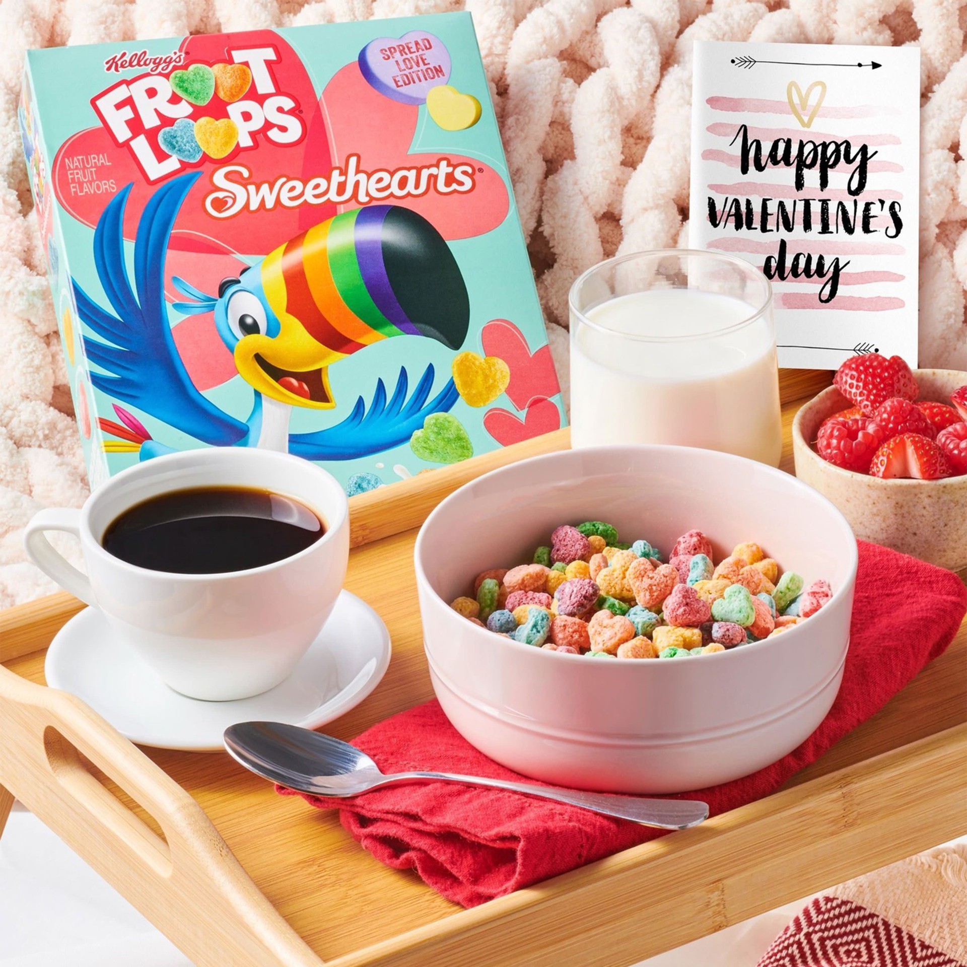 slide 5 of 5, Kellogg's Froot Loops Sweethearts Breakfast Cereal, Fruit Flavored, Valentine's Day Snacks, Family Size, Original, 14.5oz Box, 1 Box, 14.5 oz